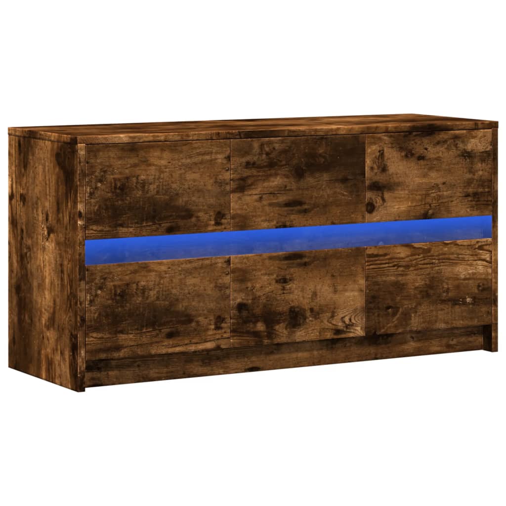 Meuble TV avec LED chêne fumé 100x34x50 cm bois d'ingénierie - XIOS