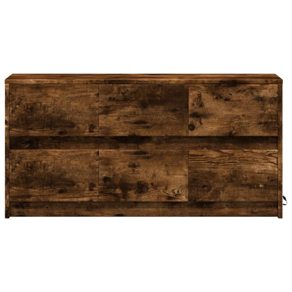 Meuble TV avec LED chêne fumé 100x34x50 cm bois d'ingénierie - XIOS