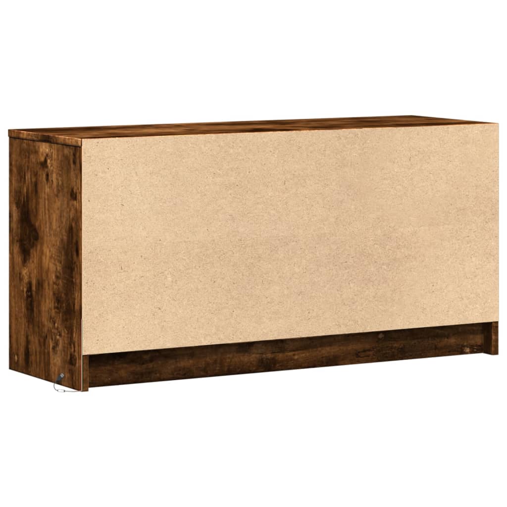 Meuble TV avec LED chêne fumé 100x34x50 cm bois d'ingénierie - XIOS