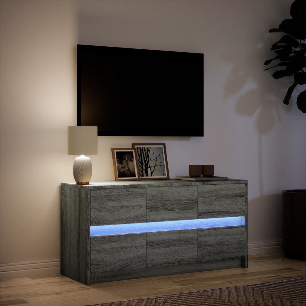 Meuble TV avec LED sonoma gris 100x34x50 cm bois d'ingénierie - XIOS