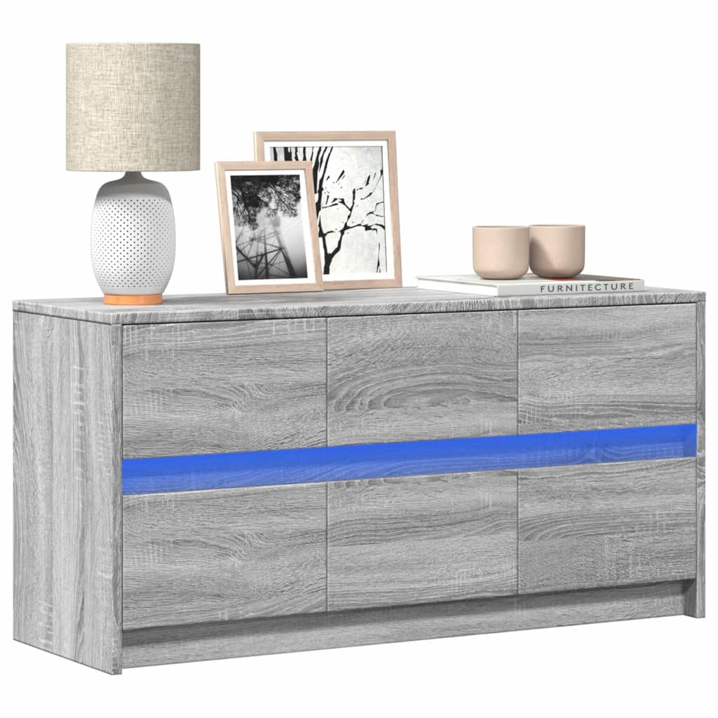 Meuble TV avec LED sonoma gris 100x34x50 cm bois d'ingénierie - XIOS