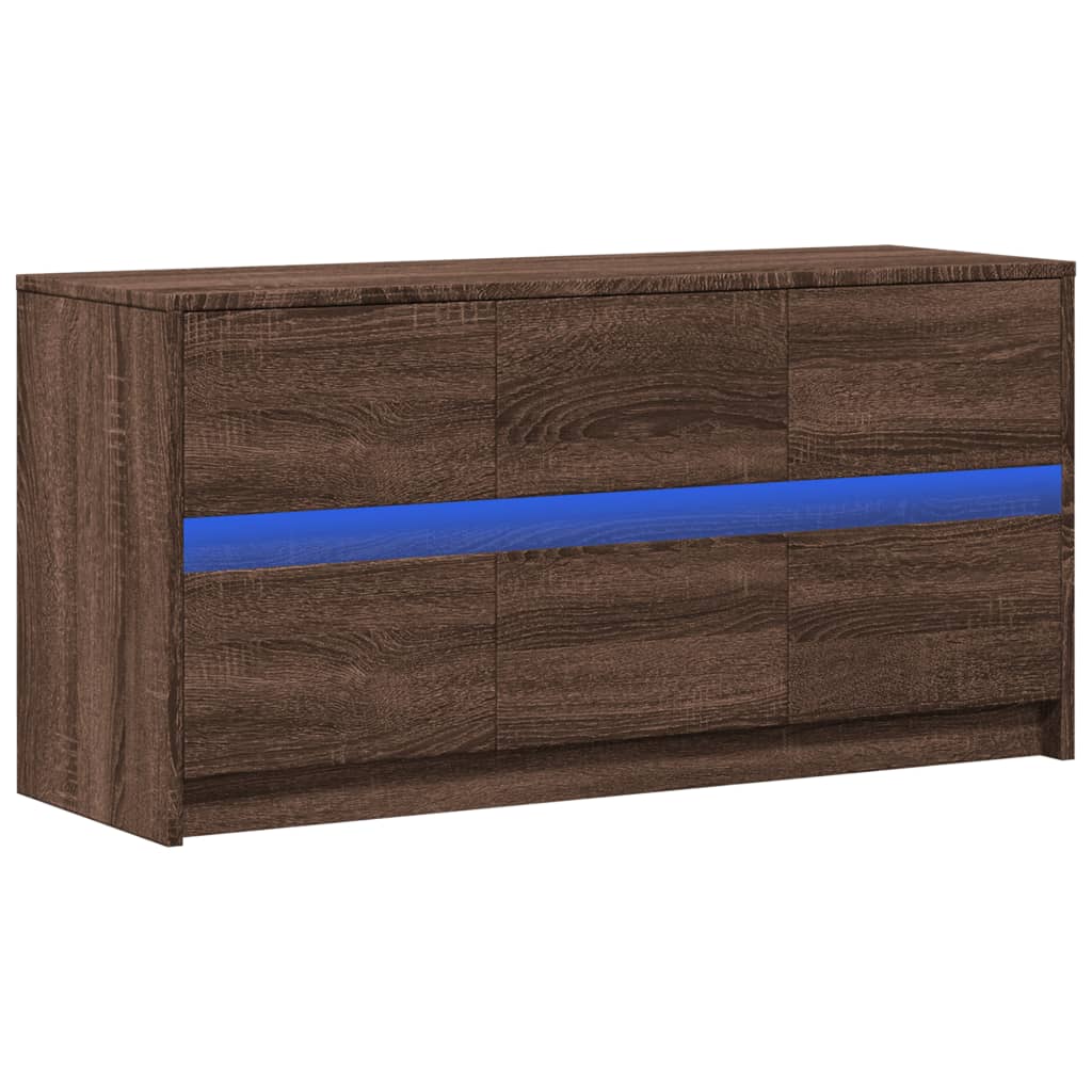 Meuble TV avec LED chêne marron 100x34x50 cm bois d'ingénierie - XIOS