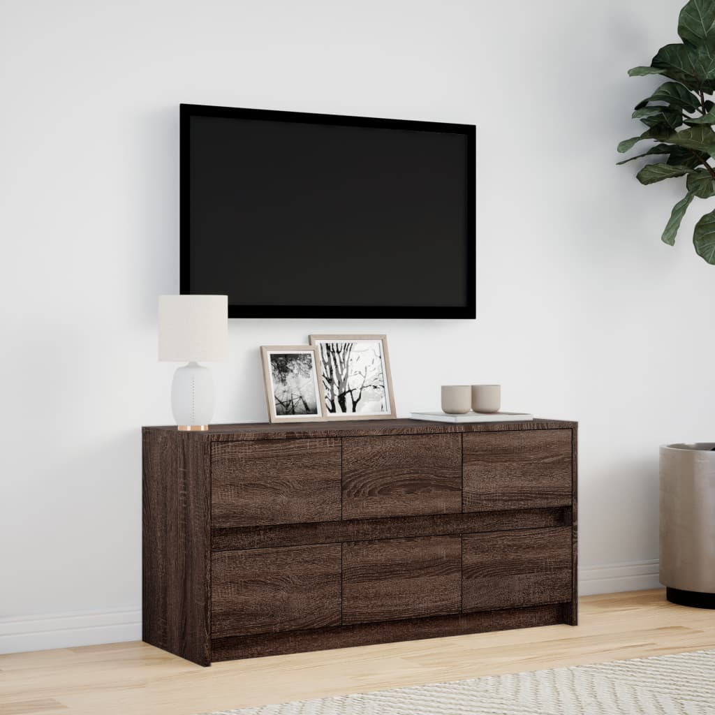 Meuble TV avec LED chêne marron 100x34x50 cm bois d'ingénierie - XIOS