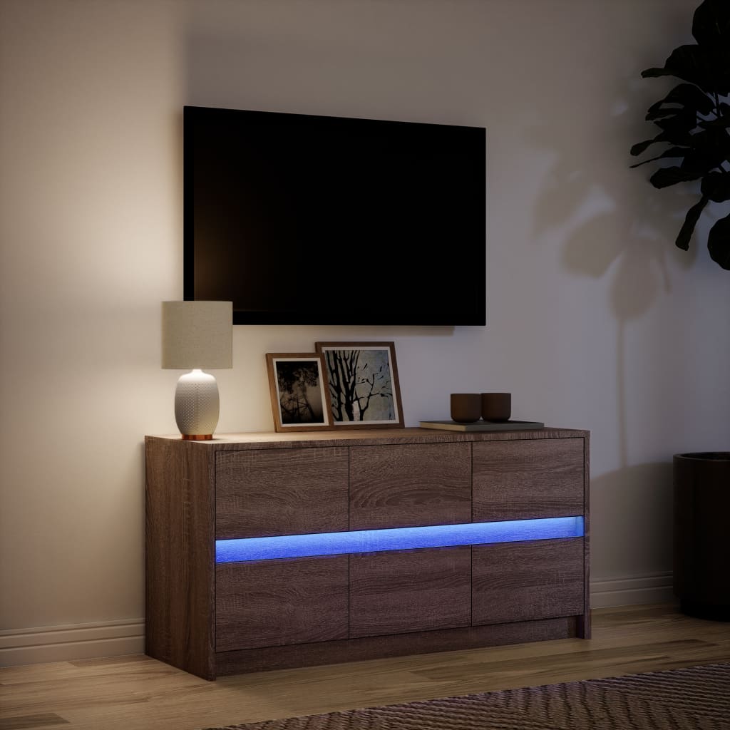 Meuble TV avec LED chêne marron 100x34x50 cm bois d'ingénierie - XIOS