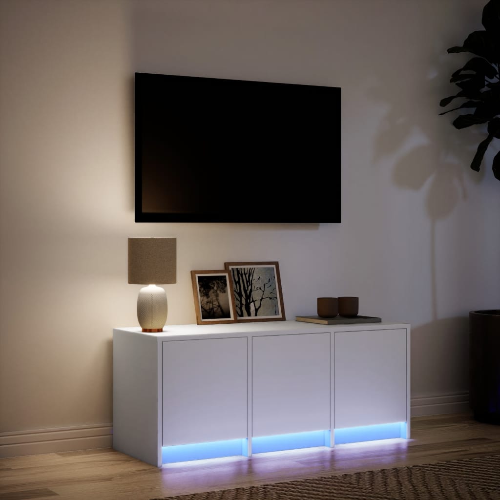 Meuble TV avec LED blanc 97x34x40 cm bois d'ingénierie - XIOS