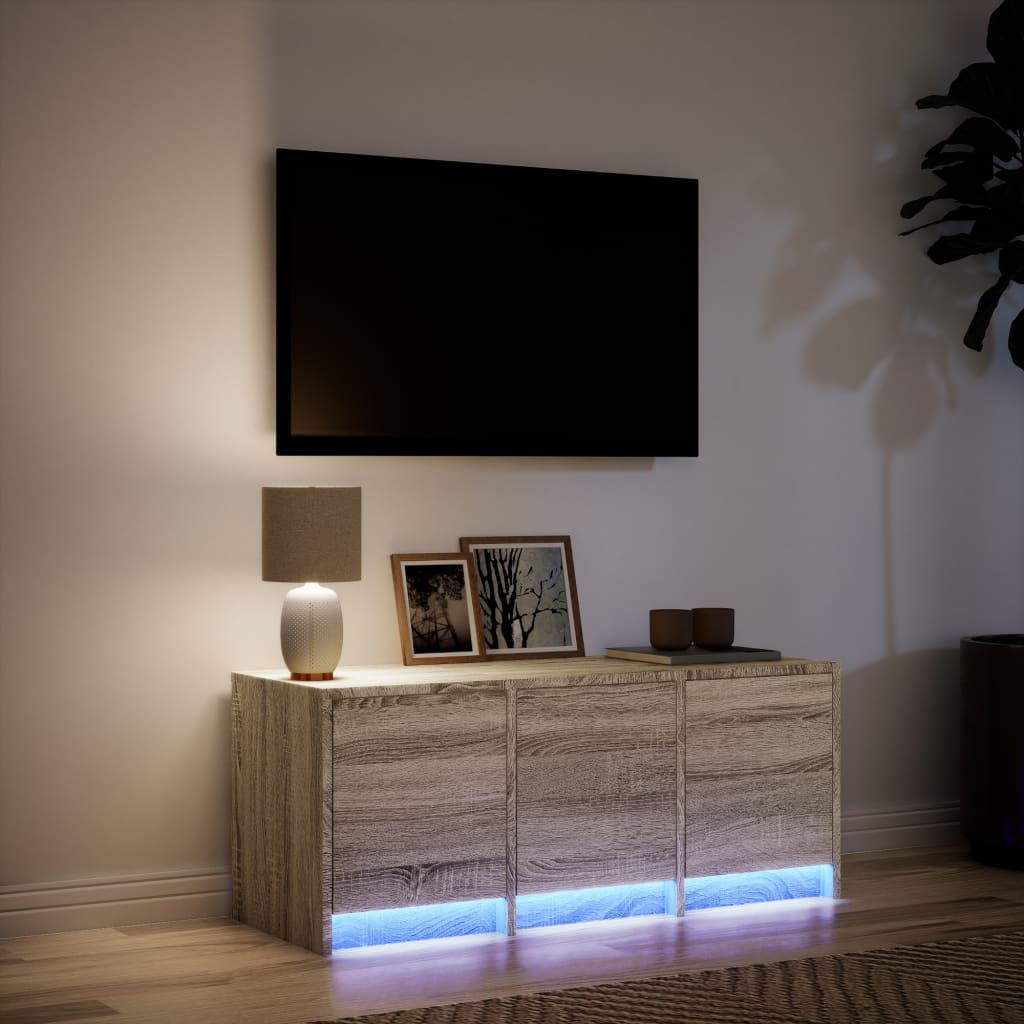 Meuble TV avec LED chêne sonoma 97x34x40 cm bois d'ingénierie - XIOS