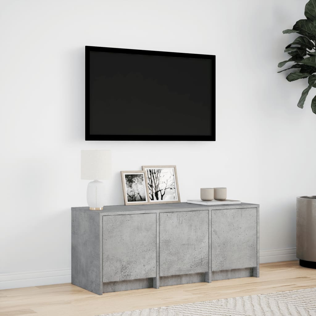 Meuble TV avec LED gris béton 97x34x40 cm bois d'ingénierie - XIOS