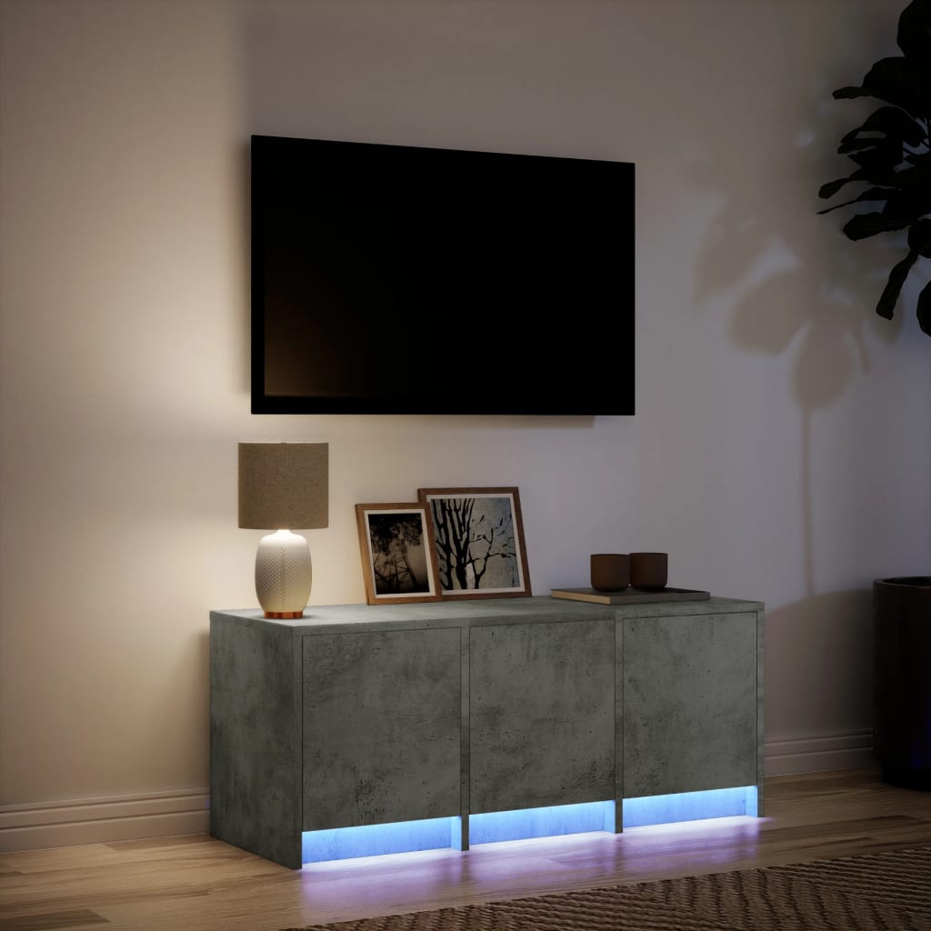 Meuble TV avec LED gris béton 97x34x40 cm bois d'ingénierie - XIOS