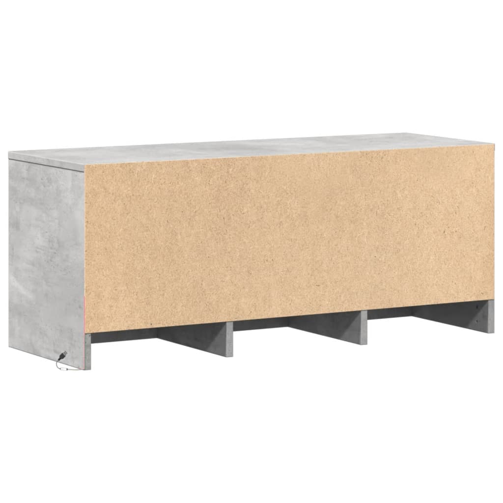 Meuble TV avec LED gris béton 97x34x40 cm bois d'ingénierie - XIOS