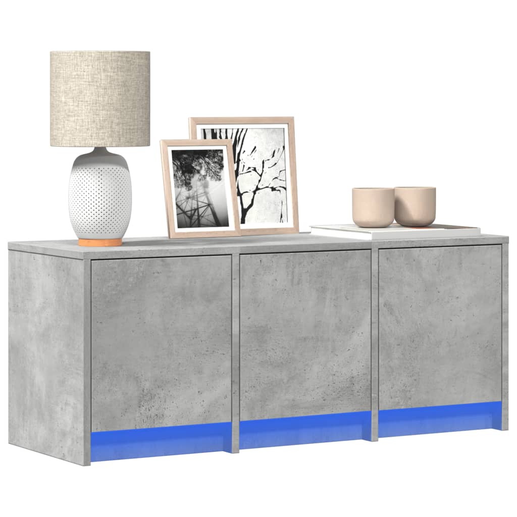 Meuble TV avec LED gris béton 97x34x40 cm bois d'ingénierie - XIOS