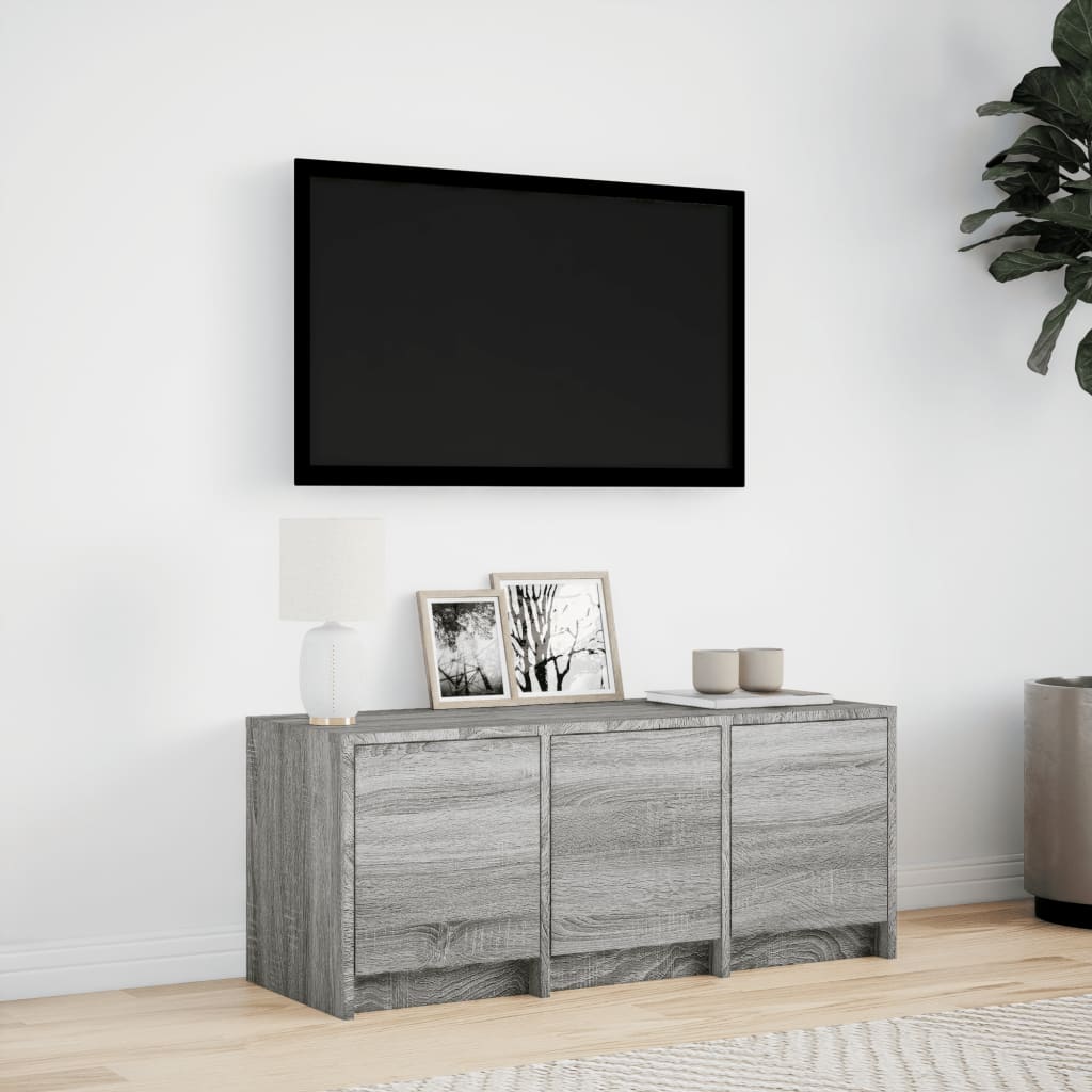 Meuble TV avec LED sonoma gris 97x34x40 cm bois d'ingénierie - XIOS
