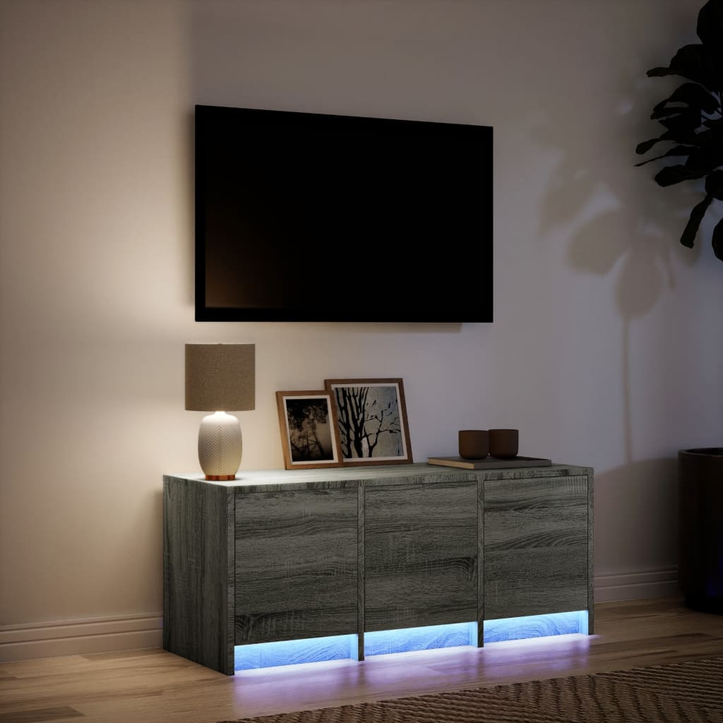 Meuble TV avec LED sonoma gris 97x34x40 cm bois d'ingénierie - XIOS