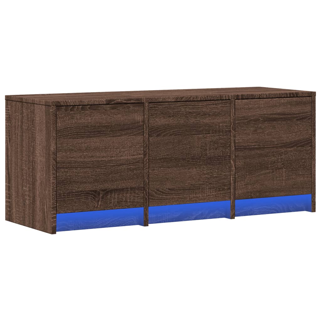 Meuble TV avec LED chêne marron 97x34x40 cm bois d'ingénierie - XIOS
