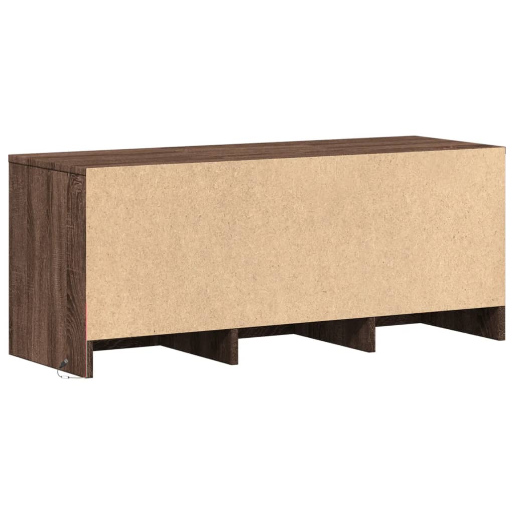 Meuble TV avec LED chêne marron 97x34x40 cm bois d'ingénierie - XIOS