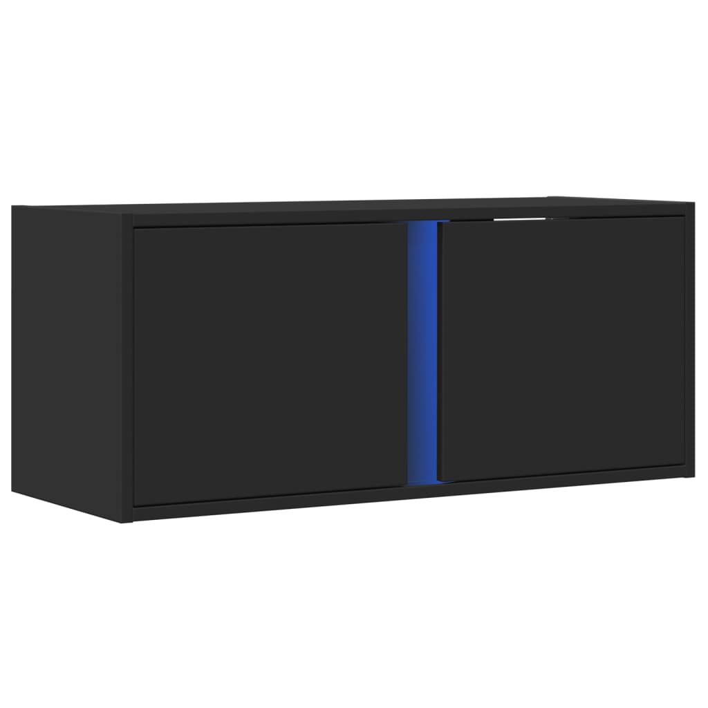 Meuble TV mural avec lumières LED noir 80x31x35 cm - XIOS