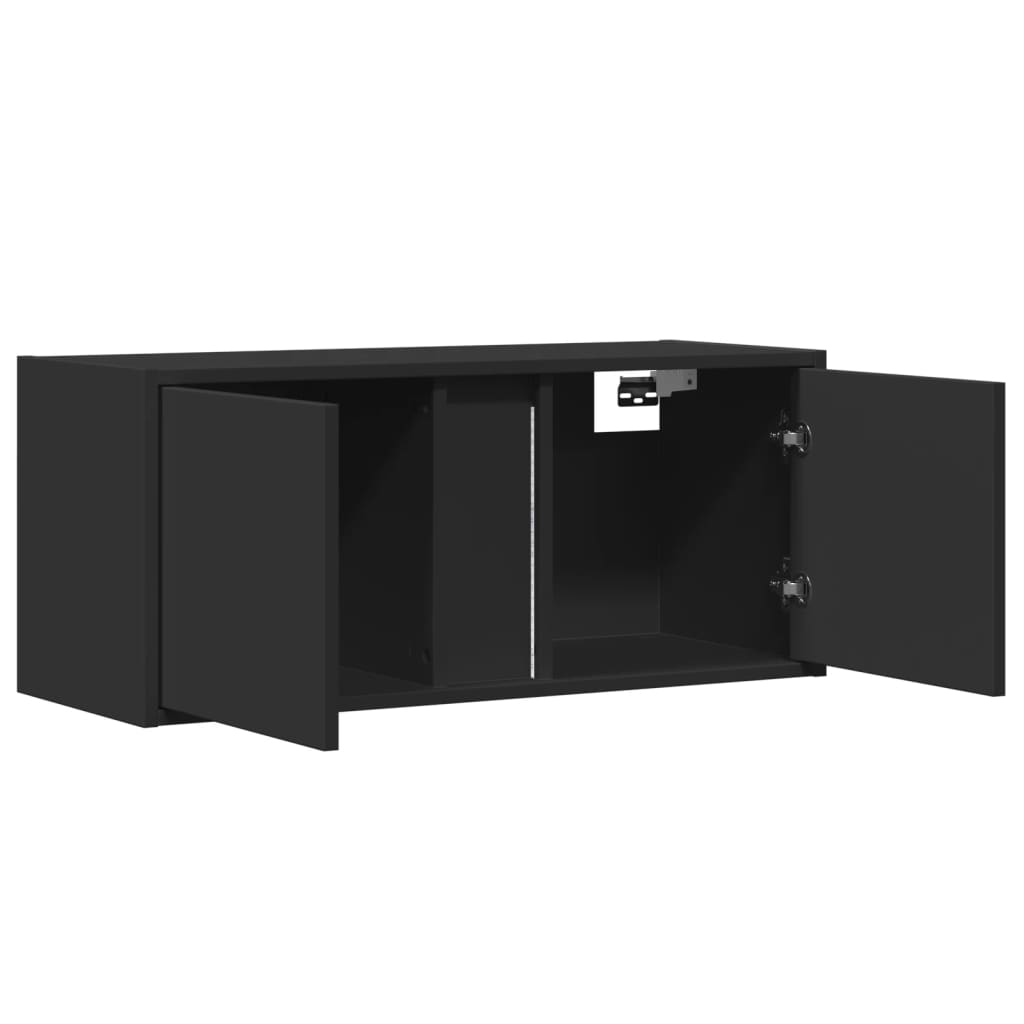 Meuble TV mural avec lumières LED noir 80x31x35 cm - XIOS