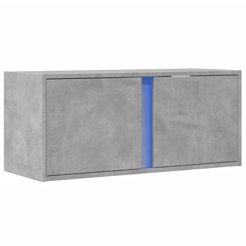 Meuble TV mural avec lumières LED gris béton 80x31x35 cm - XIOS