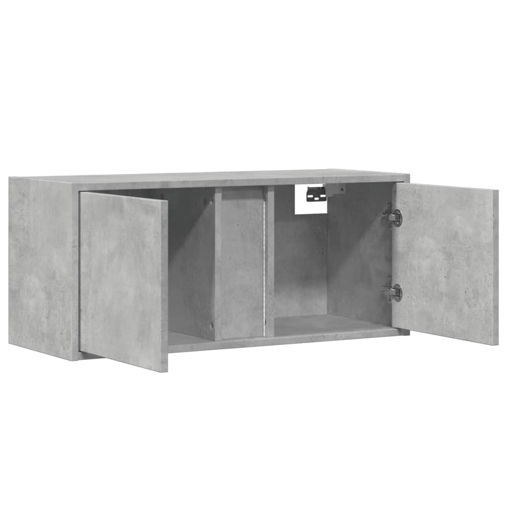 Meuble TV mural avec lumières LED gris béton 80x31x35 cm - XIOS