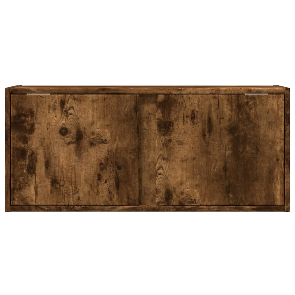 Meuble TV mural avec lumières LED chêne fumé 80x31x35 cm Meubles TV vidaXL   