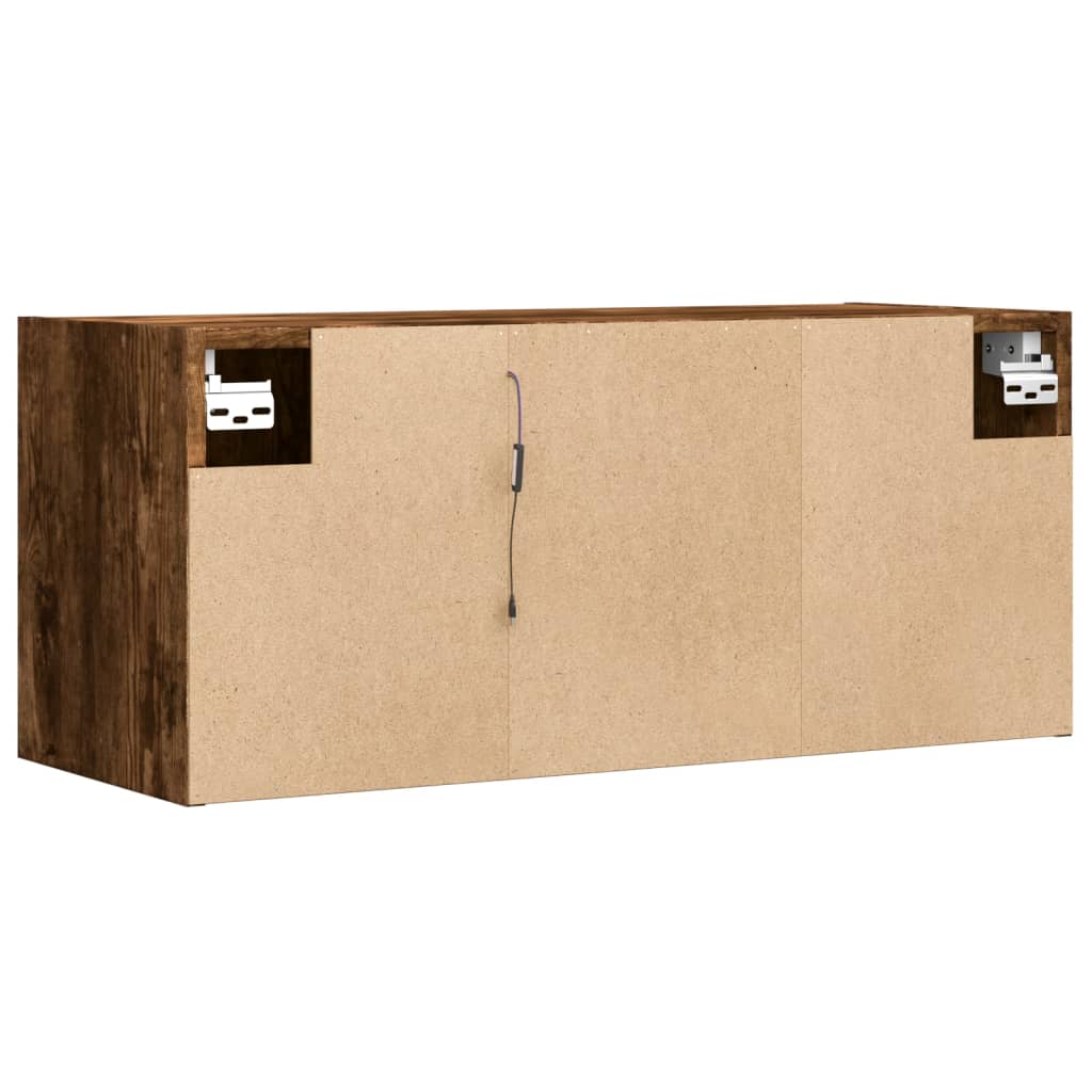 Meuble TV mural avec lumières LED chêne fumé 80x31x35 cm Meubles TV vidaXL   