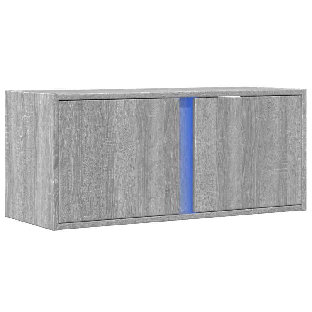 Meuble TV mural avec lumières LED sonoma gris 80x31x35 cm - XIOS