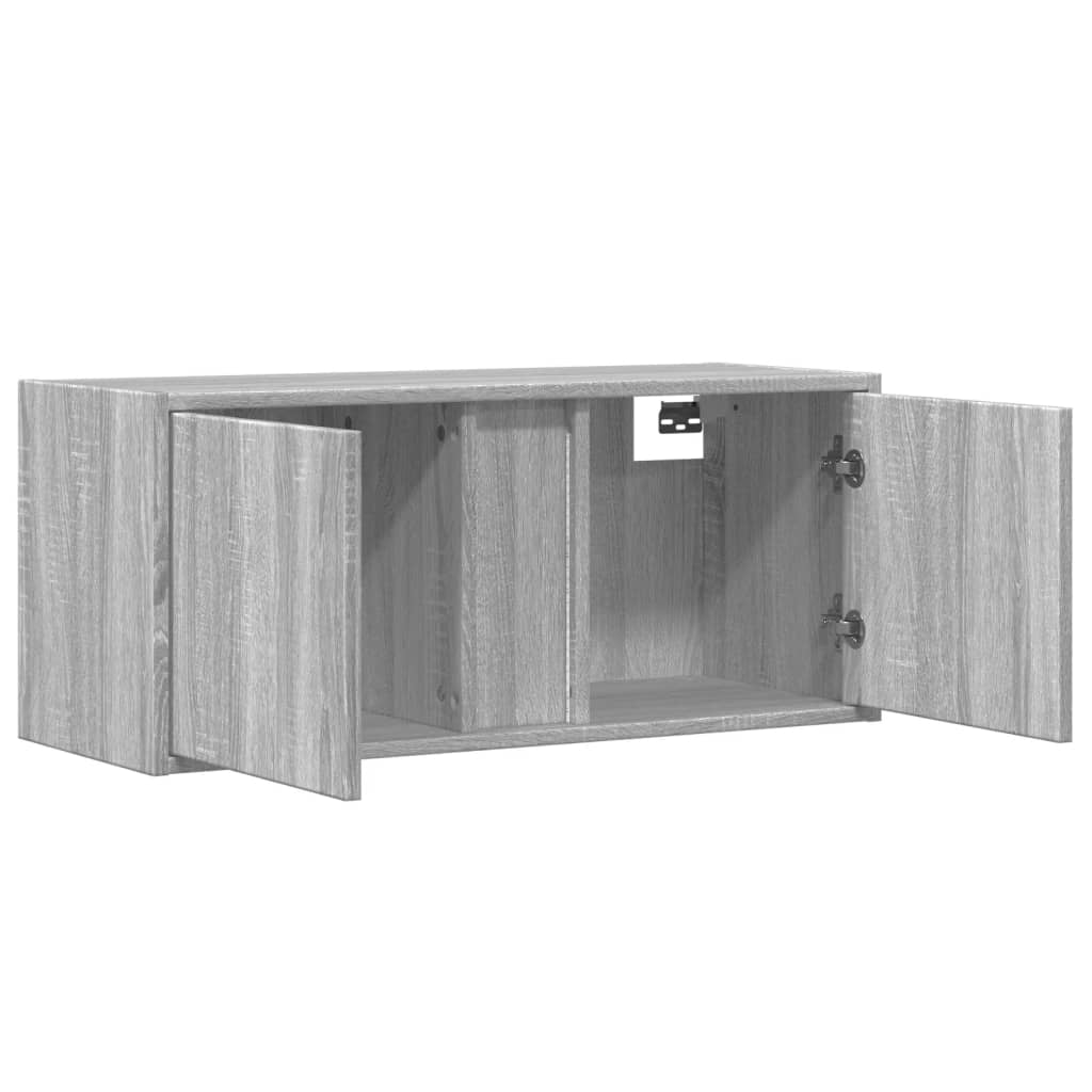 Meuble TV mural avec lumières LED sonoma gris 80x31x35 cm - XIOS
