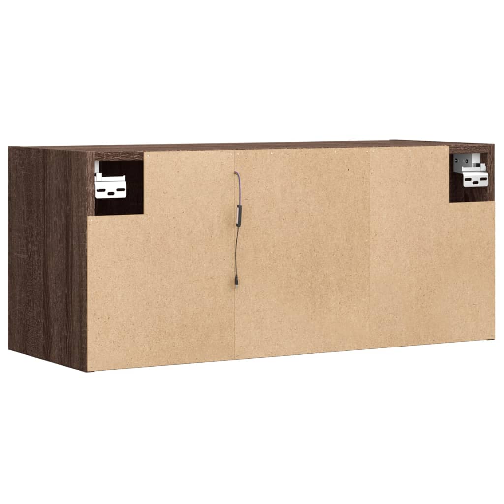 Meuble TV mural avec lumières LED chêne marron 80x31x35 cm - XIOS