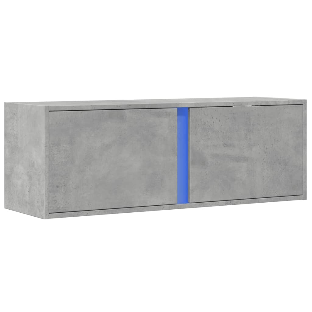 Meuble TV mural avec lumières LED gris béton 100x31x35 cm Meubles TV vidaXL   