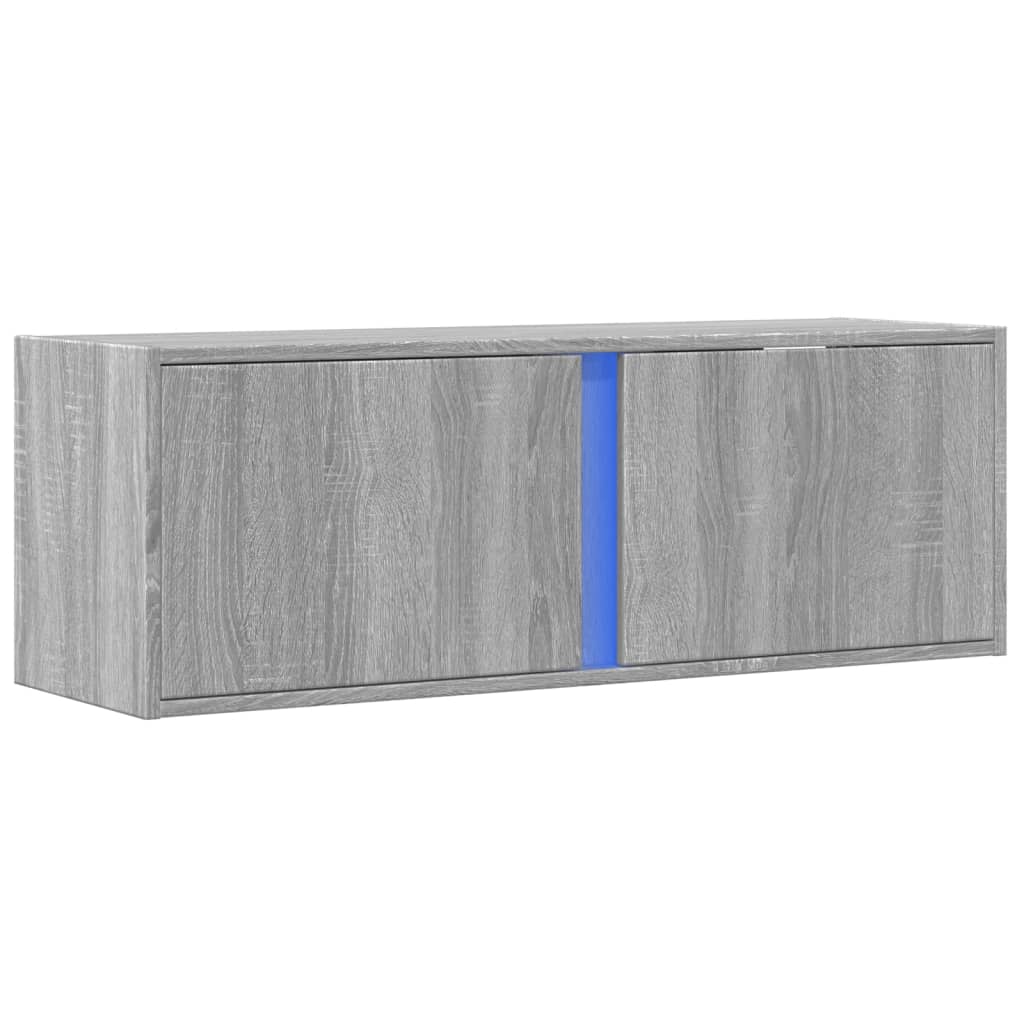 Meuble TV mural avec lumières LED sonoma gris 100x31x35 cm Meubles TV vidaXL   