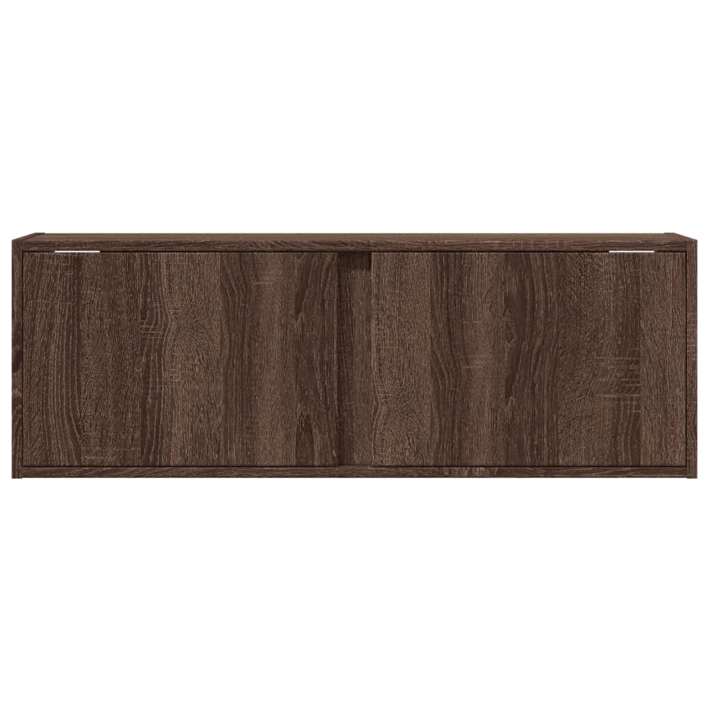 Meuble TV mural avec lumières LED chêne marron 100x31x35 cm Meubles TV vidaXL   