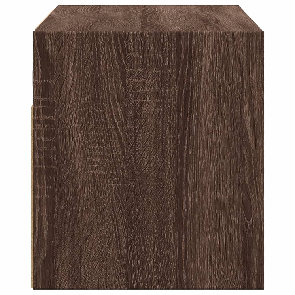 Meuble TV mural avec lumières LED chêne marron 100x31x35 cm Meubles TV vidaXL   