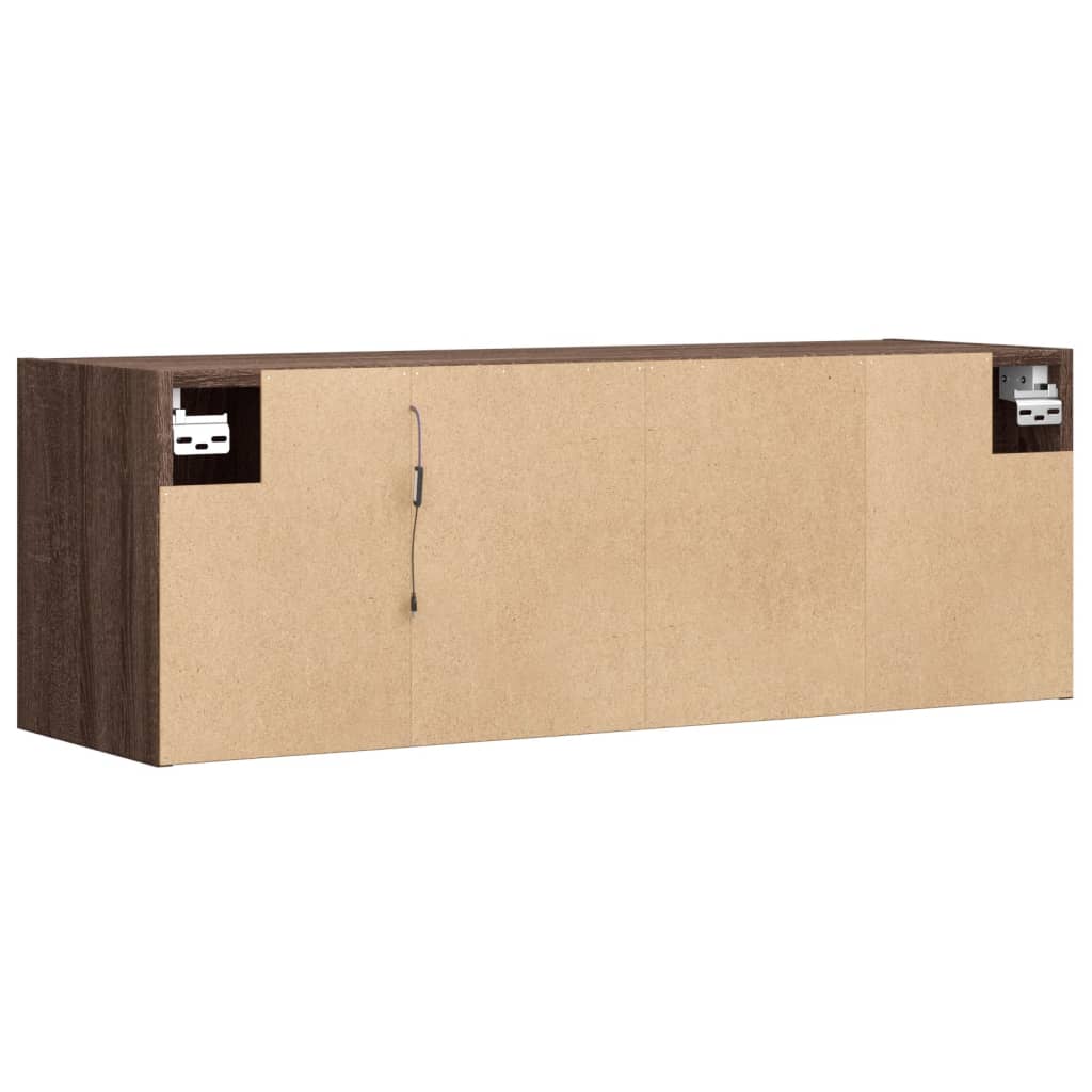 Meuble TV mural avec lumières LED chêne marron 100x31x35 cm Meubles TV vidaXL   