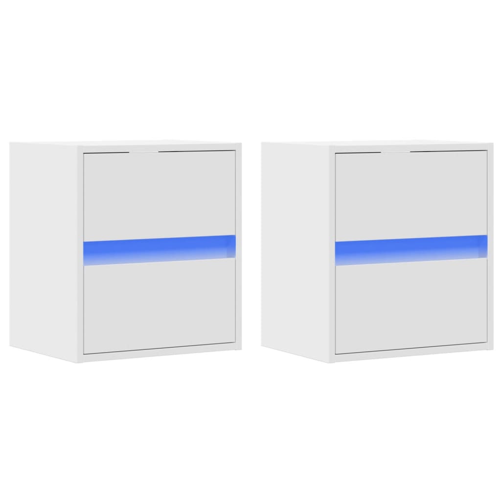 Meubles TV muraux avec lumières LED 2 pcs blanc 41x31x45 cm Meubles TV vidaXL   