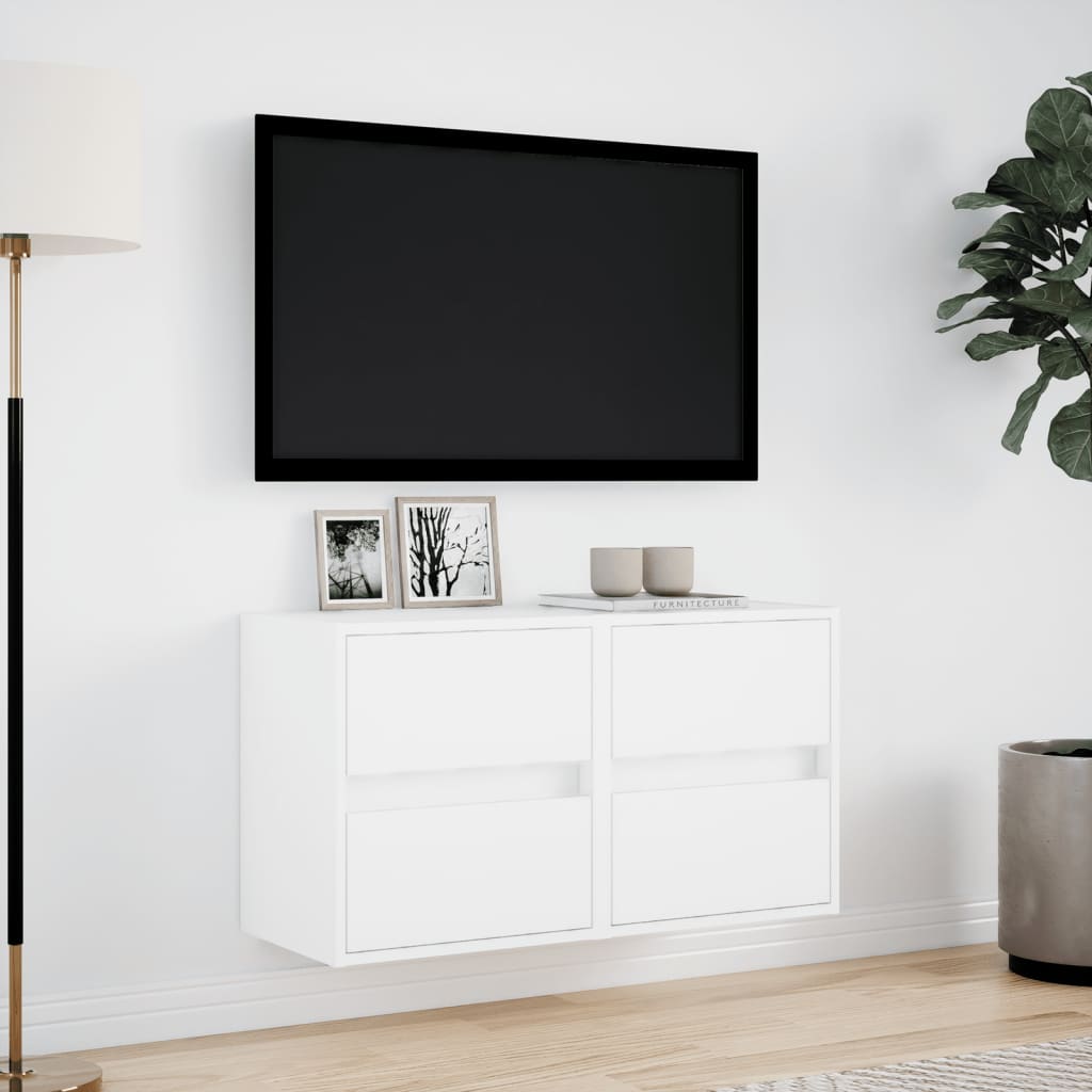 Meubles TV muraux avec lumières LED 2 pcs blanc 41x31x45 cm Meubles TV vidaXL   