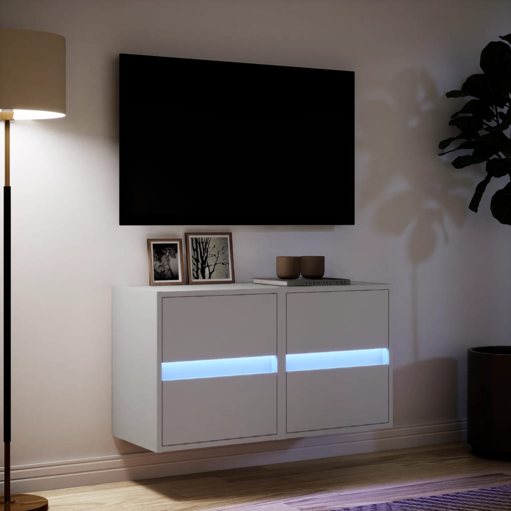 Meubles TV muraux avec lumières LED 2 pcs blanc 41x31x45 cm Meubles TV vidaXL   