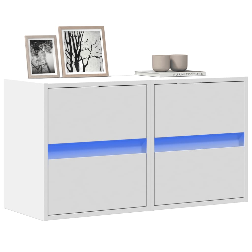 Meubles TV muraux avec lumières LED 2 pcs blanc 41x31x45 cm Meubles TV vidaXL   