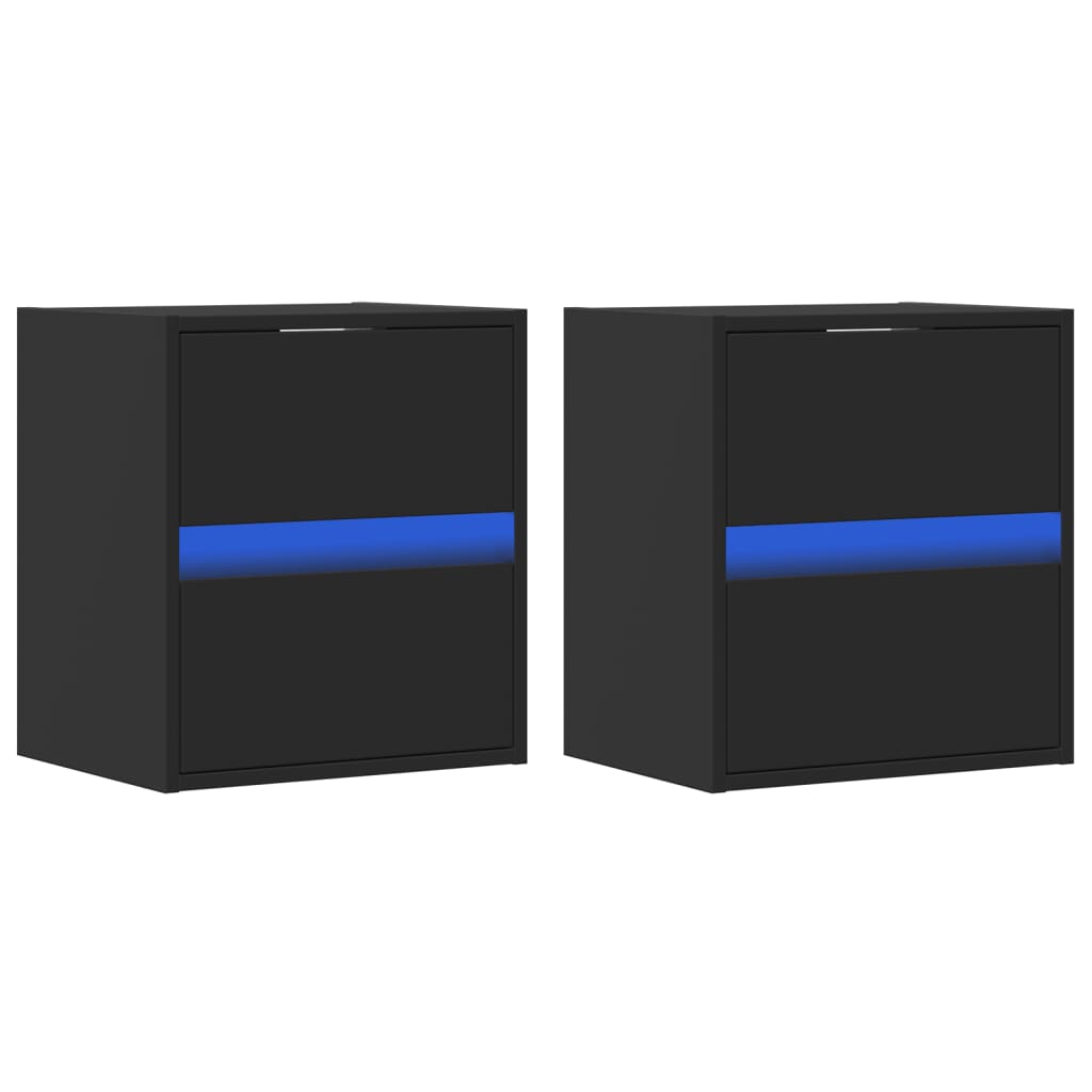 Meubles TV muraux avec lumières LED 2 pcs noir 41x31x45 cm Meubles TV vidaXL   