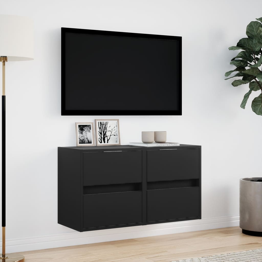 Meubles TV muraux avec lumières LED 2 pcs noir 41x31x45 cm Meubles TV vidaXL   