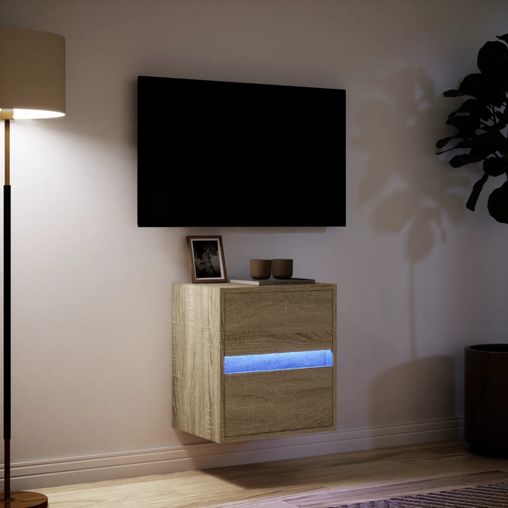 Meuble TV mural avec lumières LED chêne sonoma 41x31x45 cm - XIOS