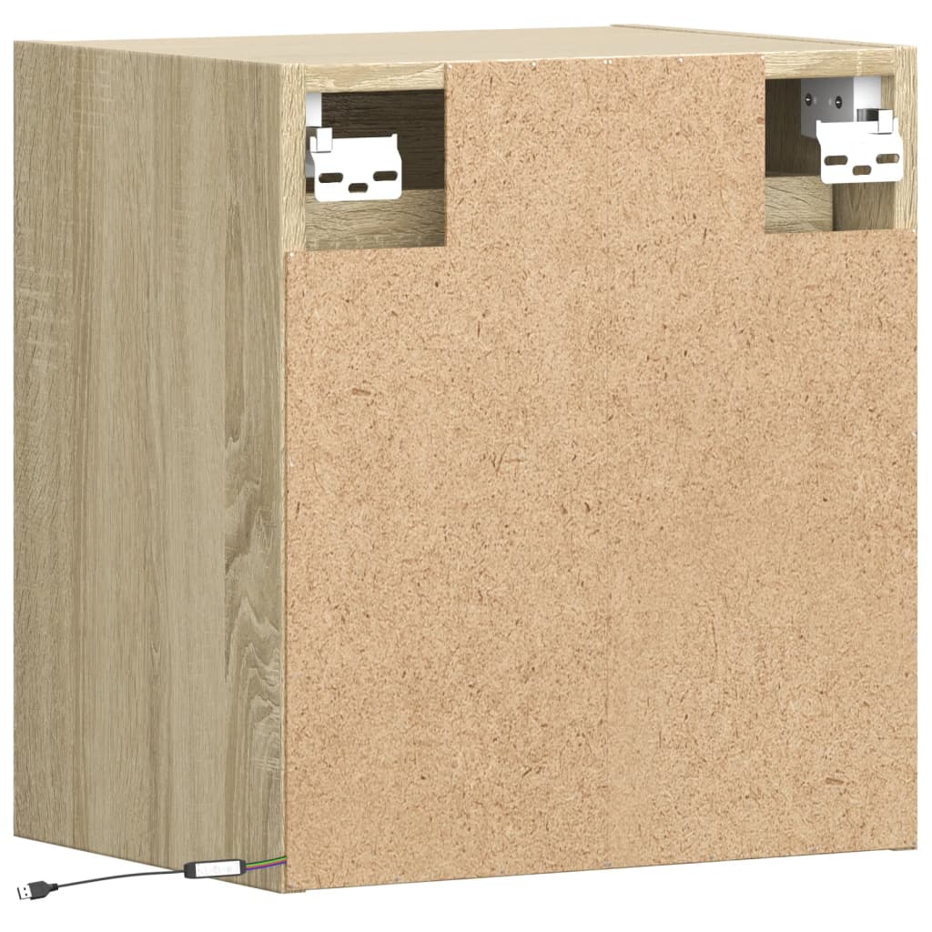 Meubles TV muraux lumières LED 2 pcs chêne sonoma 41x31x45 cm Meubles TV vidaXL   
