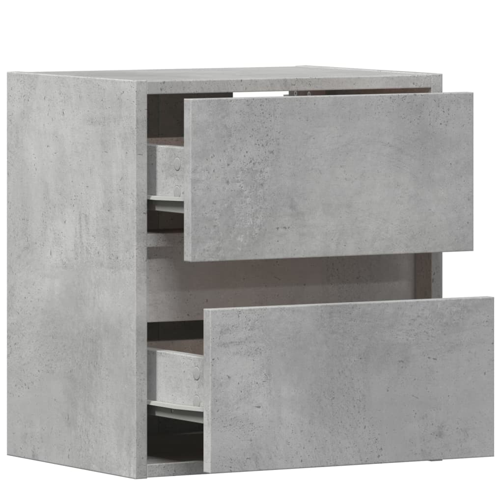 Meubles TV muraux et lumières LED 2 pcs gris béton 41x31x45 cm - XIOS