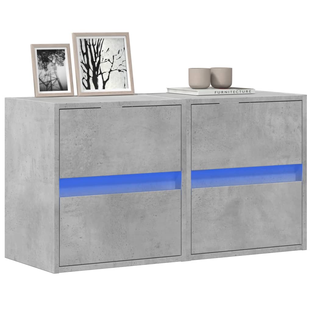 Meubles TV muraux et lumières LED 2 pcs gris béton 41x31x45 cm Meubles TV vidaXL   