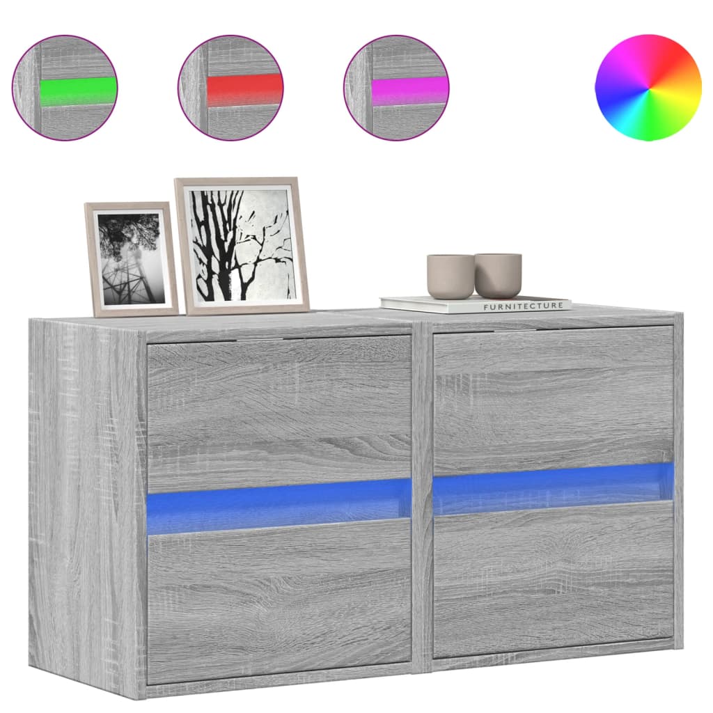 Meubles TV muraux et lumières LED 2 pcs sonoma gris 41x31x45 cm Meubles TV vidaXL   