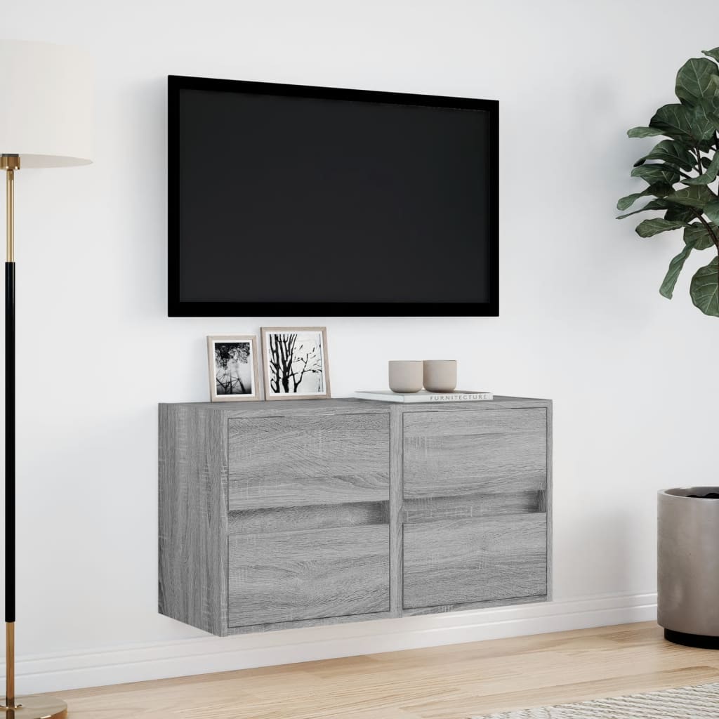Meubles TV muraux et lumières LED 2 pcs sonoma gris 41x31x45 cm Meubles TV vidaXL   