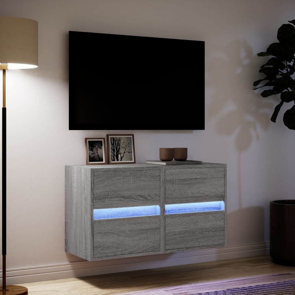 Meubles TV muraux et lumières LED 2 pcs sonoma gris 41x31x45 cm Meubles TV vidaXL   