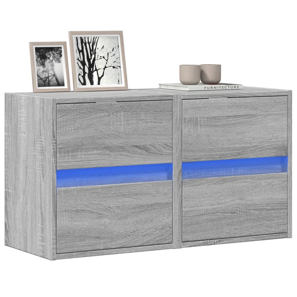 Meubles TV muraux et lumières LED 2 pcs sonoma gris 41x31x45 cm Meubles TV vidaXL   