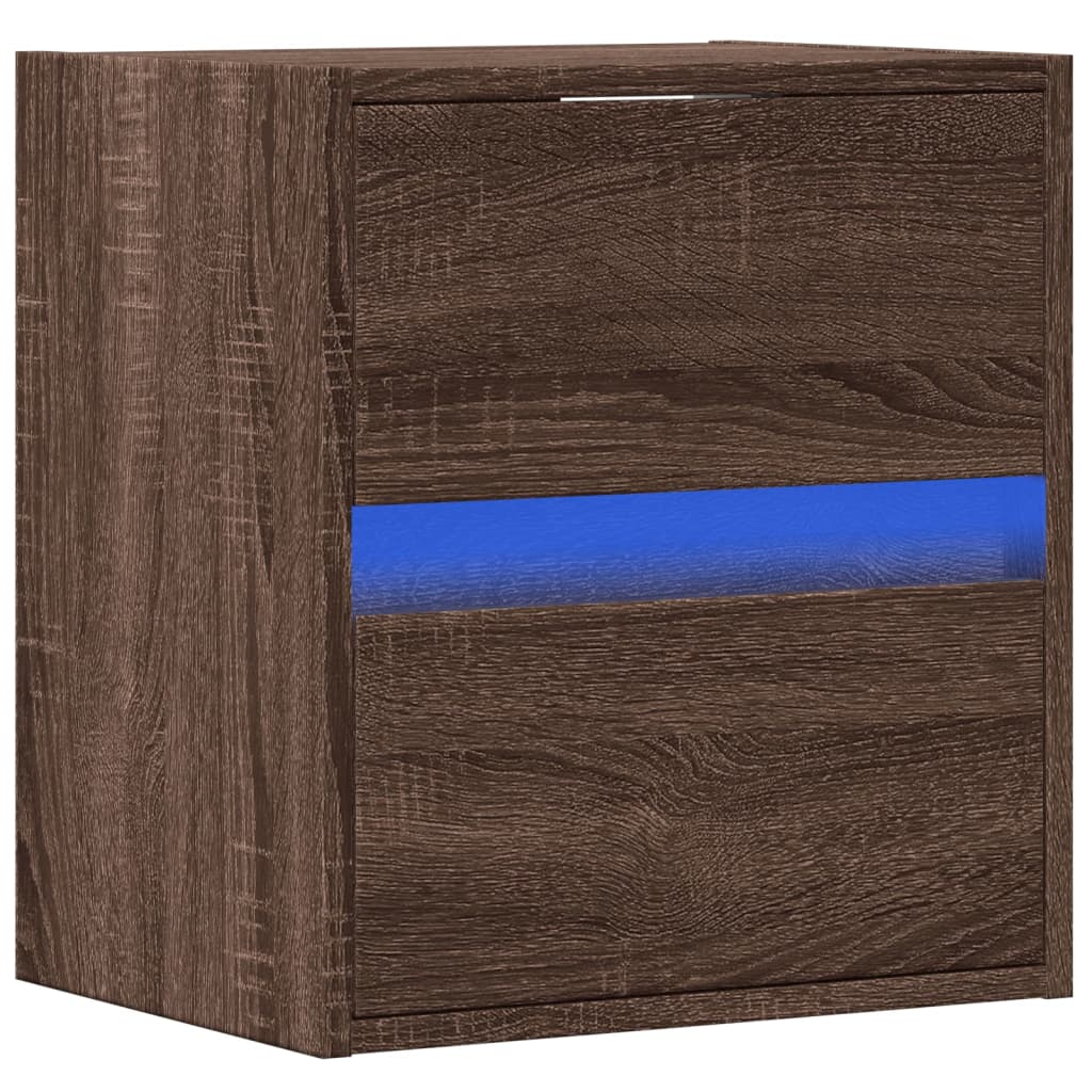 Meuble TV mural avec lumières LED chêne marron 41x31x45 cm - XIOS