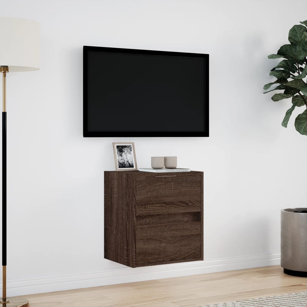 Meuble TV mural avec lumières LED chêne marron 41x31x45 cm - XIOS