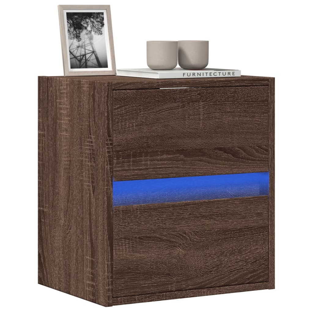 Meuble TV mural avec lumières LED chêne marron 41x31x45 cm - XIOS