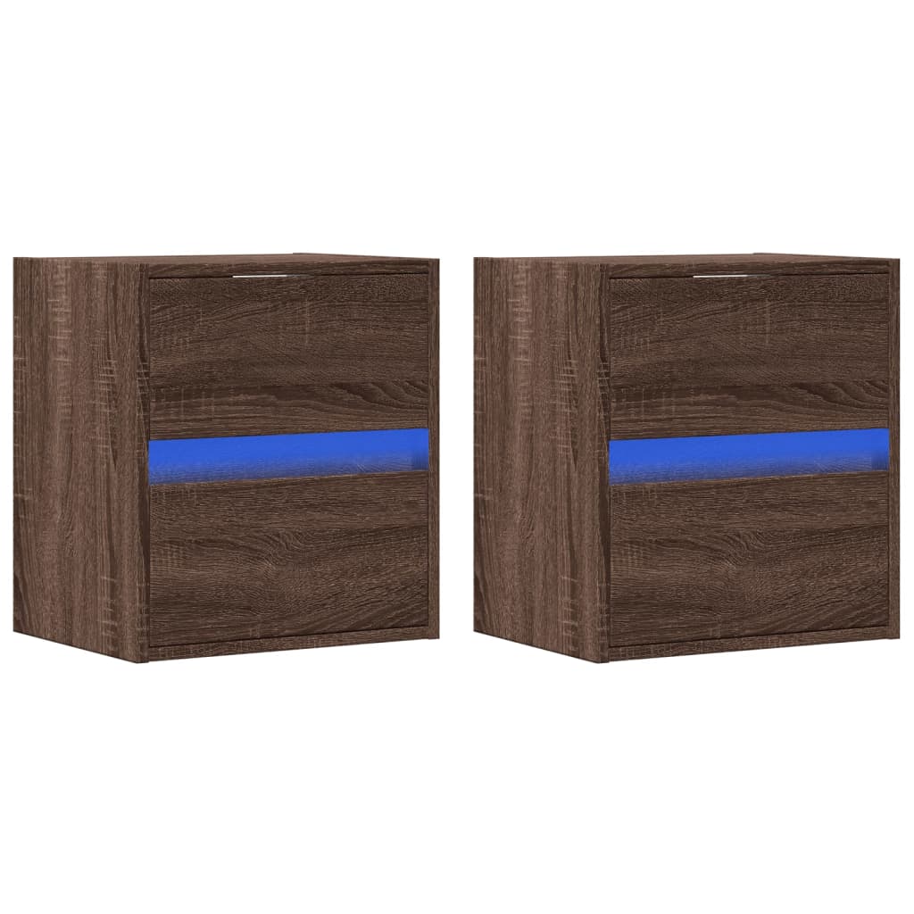 Meubles TV muraux lumières LED 2 pcs chêne marron 41x31x45 cm Meubles TV vidaXL   